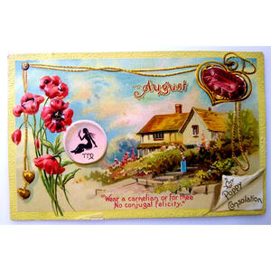 Horoscope Astrology Sign Fantasy Postcard Tucks August Virgo Poppy Consolation